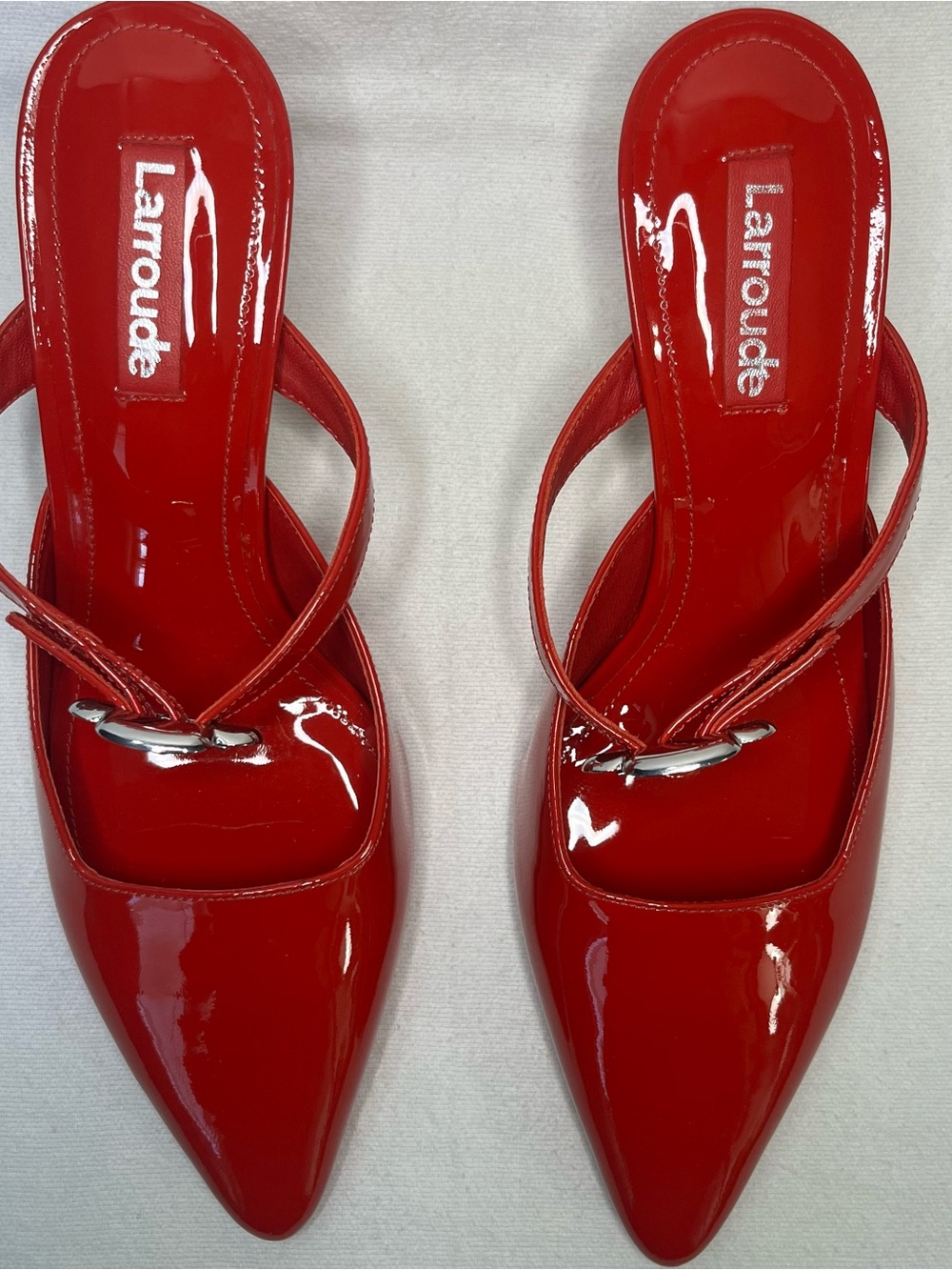 Larroude Red Patent Leather Daisy Kitten Heel - Size 6 - *NEW* $330